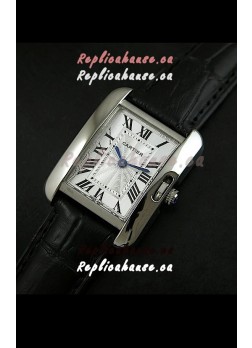 Cartier Louis Japanese Replica Ladies Watch in Black Strap