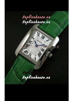 Cartier Louis Japanese Replica Ladies Watch in Green Strap