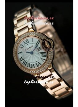 Ballon De Cartier Ladies Replica Watch in Pink Gold 