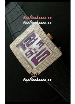 Franck Muller Geneve Infinity Japanese Gold Watch in Purple Numeral Markers