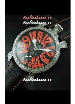 Gaga Milano Italy Manuale Replica Japanese Watch in Orange Markers
