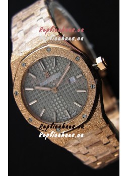 Audemars Piguet Royal Oak Frosted Rose Gold QUARTZ Watch Grey Dial 33MM - 1:1 Mirror Replica 