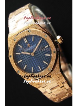 Audemars Piguet Royal Oak Frosted Rose Gold QUARTZ Watch Navy Blue 33MM - 1:1 Mirror Replica 