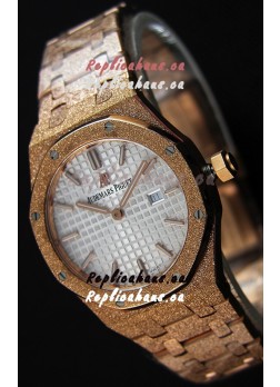 Audemars Piguet Royal Oak Frosted Rose Gold QUARTZ Watch White Dial 33MM - 1:1 Mirror Replica 