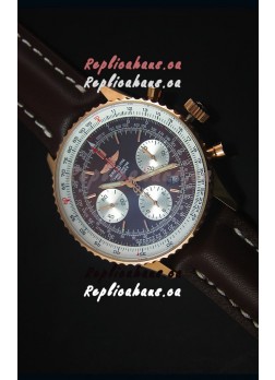 Breitling Navitimer 01 Brown Dial Rose Gold 1:1 Mirror Swiss Replica Watch