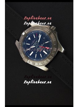 Breitling Avenger II BlackSteel GMT Swiss Replica Watch Nylon Strap 1:1 Mirror Replica Watch