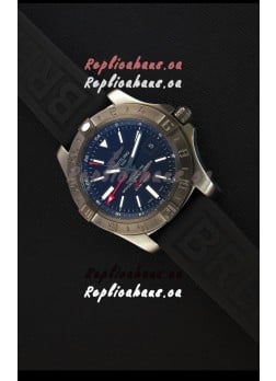 Breitling Avenger II BlackSteel GMT Swiss Replica Watch Rubber Strap 1:1 Mirror Replica Watch