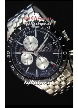 Breitling Chronoliner Steel-Black Steel Strap in Black Dial Swiss Replica Watch 