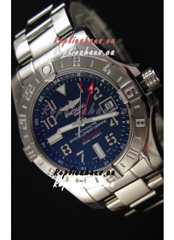 Breitling Avenger II GMT Swiss Replica Watch in Black Dial Steel Strap 1:1 Mirror Replica Version
