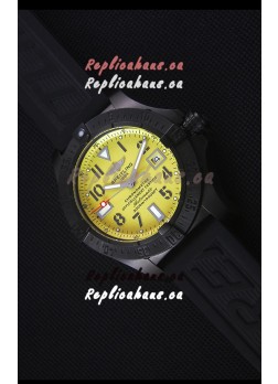 Breitling Avenger Blacksteel DLC Coated Swiss Replica Watch in Yellow Dial