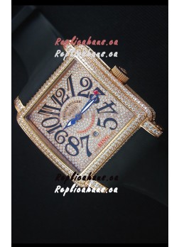 Franck Muller Conquistador King Automatic Watch in Pink Gold with Nylon Strap