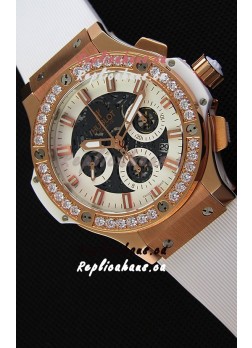 Hublot Big Bang Diamonds Bezel Watch in Pink Gold Case Swiss Replica Watch