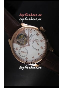 IWC Portugieser Tourbillon Rose Gold Watch in White Dial 