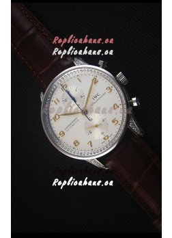 IWC Portuguese Chronograph Stainless Steel with Diamonds 1:1 Mirror Replica Watch
