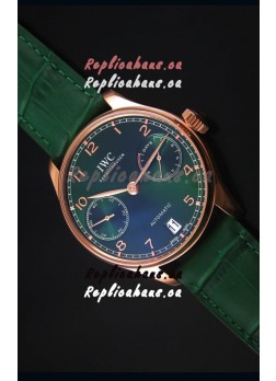 IWC Portugieser Swiss 1:1 Mirror Replica Watch Green Dial Rose Gold Case Watch