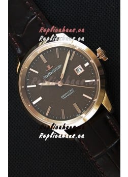 Jaeger LeCoultre Geophysic True Second Pink Gold Swiss Replica Watch Brown Dial 