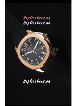 Patek Philippe Aquanaut Jumbo Rose Gold 1:1 Mirror Replica Watch - Black Colored Dial