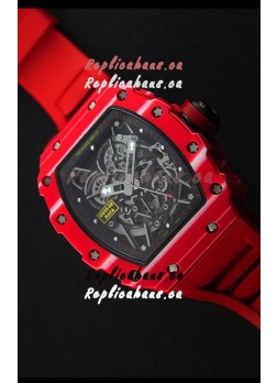 Richard Mille RM35-02 One Piece Red Forged Carbon Case Watch in Red Strap