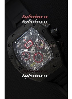 Richard Mille RM011-FM Felipe Massa One Piece Black Forged Carbon Case Watch in Black Strap