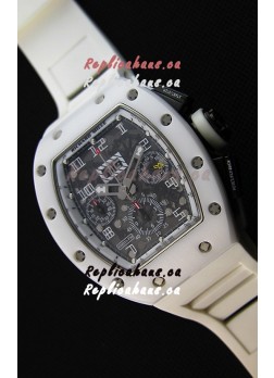 Richard Mille RM011-FM Felipe Massa White Ceramic Case Watch in White Strap