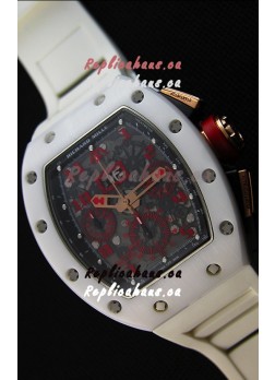 Richard Mille RM011-FM Felipe Massa White Ceramic Case Watch in White Strap