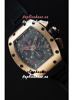 Richard Mille RM011-FM Felipe Massa Pink Gold Plated Titanium Case Watch in Black Strap
