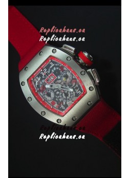 Richard Mille RM011 Filipe Massa Titanium Case Swiss Replica Watch in Red Nylon Strap