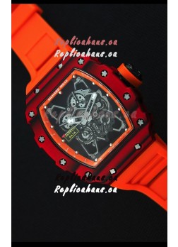 Richard Mille RM35-01 One Piece Red Forged Carbon Case Watch in Orange Strap