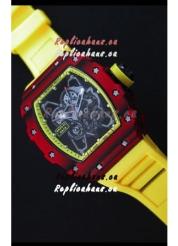 Richard Mille RM35-01 One Piece Red Forged Carbon Case Watch in Yellow Strap