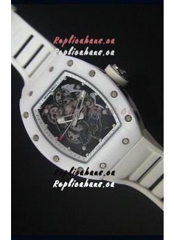 Richard Mille RM055 White Ceramic Case Watch in White Inner Bezel