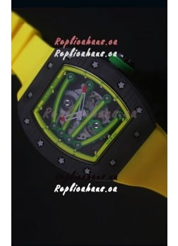 Richard Mille RM059 Yohan Blake Forged Carbon Case Swiss Replica Watch in Yellow Bezel