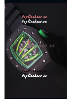 Richard Mille RM059 Yohan Blake Forged Carbon Case Swiss Replica Watch in Green Bezel