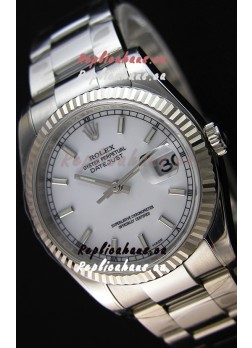 Rolex Datejust 36MM Cal.3135 Movement Swiss Replica White Dial Oyster Strap - Ultimate 904L Steel Watch 