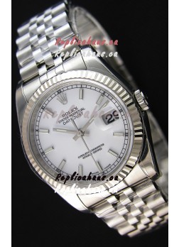 Rolex Datejust 36MM Cal.3135 Movement Swiss Replica White Dial Jubilee Strap - Ultimate 904L Steel Watch 
