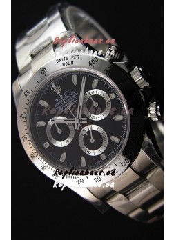 Rolex Cosmograph Daytona 116520 Black Dial Original Cal.4130 Movement - Ultimate 904L Steel Watch 
