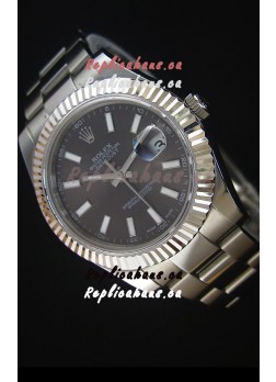 Rolex Datejust II 41MM with Cal.3136 Movement Swiss Replica Watch in Grey Dial Stick Markers 