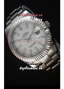Rolex Datejust II 41MM with Cal.3136 Movement Swiss Replica Watch in White Dial Stick Markers 