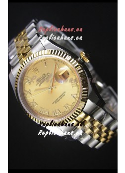 Rolex Datejust Replica Watch Gold with Roman Dial in 36MM with 3135 Swiss Movement 
