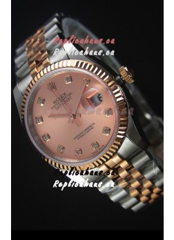 Rolex Datejust Replica Watch Rose Gold with Diamonds Dial in 36MM with 3135 Swiss Movement 