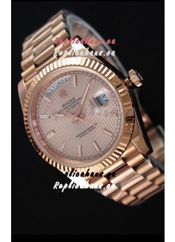 Rolex Day-Date 40MM Rose Gold in Pink Gold Textured Dial Roman Numerals Swiss Watch