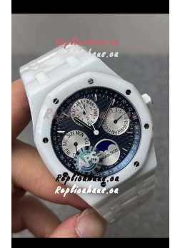 Audemars Piguet Royal Oak Perpetual Calendar Swiss Replica White PVD Casing in Blue Dial 