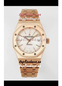 Audemars Piguet Royal Oak 37MM White Dial Rose Gold Watch in 3120 Movement - 1:1 Mirror Replica