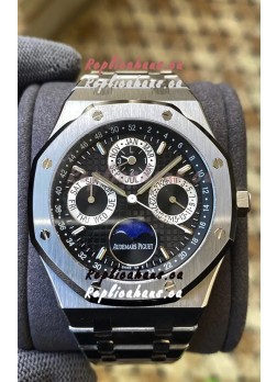 Audemars Piguet Royal Oak Perpetual Calendar Swiss Replica 904L Steel in Black Dial 