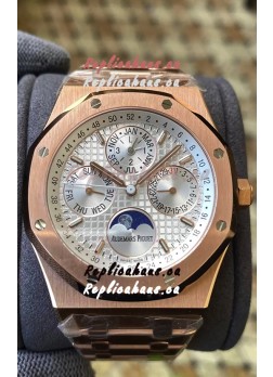 Audemars Piguet Royal Oak Perpetual Calendar Swiss Replica 904L Steel in Rose Gold Casing