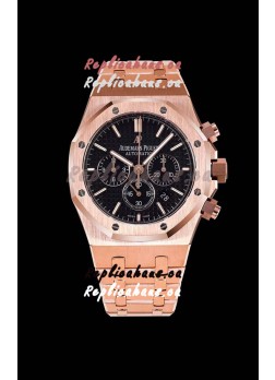 Audemars Piguet Royal Oak Chronograph Pink Gold Case Black Dial - 1:1 Mirror Replica
