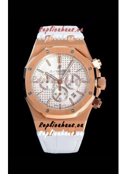 Audemars Piguet Royal Oak Chronograph White Dial Rose Gold on 904L Steel - 1:1 Mirror Replica