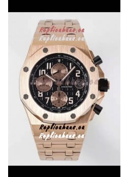 Audemars Piguet Royal Oak Offshore Black Dial Chronograph 1:1 Mirror Replica Watch - Rose Gold 