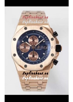 Audemars Piguet Royal Oak Offshore Blue Dial Chronograph 1:1 Mirror Replica Watch - Rose Gold 