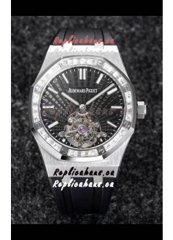 Audemars Piguet Royal Oak Tourbillon 41mm in 904L Casing - Grey Tapisserie Diamonds Bezel 1:1 Ultimate Replica