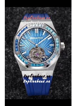 Audemars Piguet Royal Oak Tourbillon 41mm in 904L Casing - Blue Tapisserie Diamonds Bezel 1:1 Ultimate Replica